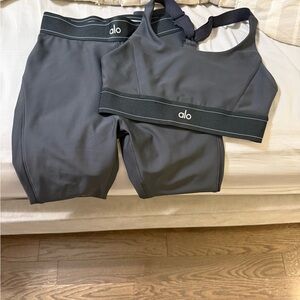 Alo Gray Sports Bra and Leggings Set